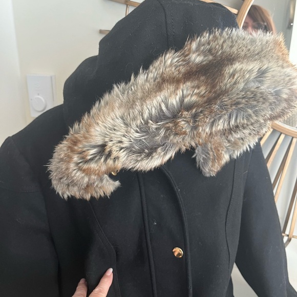 Braetan Black Coat with Fur-Trimmed Hood - Picture 4 of 7